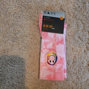 Pink Tie-Dye Grip Crew Socks